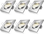 Brandson 6x LED Einbaustrahler in Edelstahl Optik, schwenkbarer Deckenspot mit 320