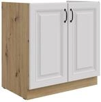 Sp&uuml;lenschrank 80 cm Stilo Weiss + Eiche Artisan K&uuml;chenzeile K&uuml;chenblock K&uuml;che