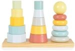 Tooky Toy Holz-Stapelturm-Set TKF008B, Formsortierer, bunte Stapelpyramiden bunt