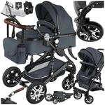 tectake&reg; Kombi-Kinderwagen, 2 in 1, klappbar, mit 5-Punkt-Gurt, Bremse, Schutzb&uuml;gel