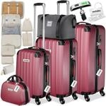 tectake&reg; Hartschalenkoffer-Set, 19-teilig, Hartschalen aus robustem ABS-Kunststoff,