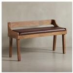 KADIMA DESIGN Echtleder Sitzbank, 108 cm, R&uuml;ckenlehne, Massivholzbeine, bis zu 2