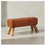 KADIMA DESIGN Extravagante Echtleder-Sitzbank mit massivem Mango Holz, Moderner und