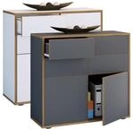 VCM Holz Kommode Sideboard mit Dreht&uuml;ren und Schubladen B&uuml;rom&ouml;bel Ma&szlig;e ca
