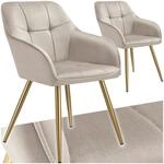 tectake&reg; Esszimmerstuhl, gepolstert, in Samtoptik, gesteppt, schlanke, goldene