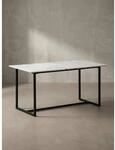 Esstisch Marmoroptik Metall Rechteckig Modern Klein, Wei&szlig; 120x60x76 cm