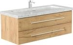 Badm&ouml;bel Marmor Carrara White YAMO 130 cm 1 Hahnloch SoftClose in versch.