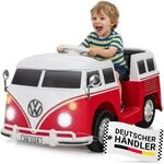Kinder-Elektroauto VW T1 Camper Bus, Bremsautomatik, 3-5 km/h, Soft-Start, LED,
