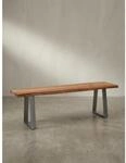 Esszimmerbank Massivholz Metall Baumkante Chromgestell, Akazie 120x40x46 cm