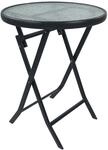 VCM Gartentisch rund &Oslash; 55 cm, Metall Tisch mit Glasplatte, klappbar,
