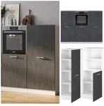 Vicco K&uuml;chenblock R-Line 180 cm Schwarz Beton Wei&szlig; ohne Arbeitsplatte