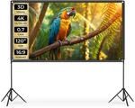 tectake&reg; Beamer-Leinwand, f&uuml;r 4K, HD, Ultra HD und Full HD, Gain-Faktor 0,7,