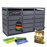 M&uuml;lltonnenbox 3er mit Pedal, 120L bis 240L, f&uuml;r Drei Tonnen, Metallverkleidung aus