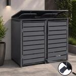 2er-M&uuml;lltonnenverkleidung MCW-Q75, M&uuml;lltonnenbox M&uuml;lltonnenhaus, Deckel Fu&szlig;pedal