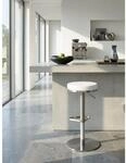 Barhocker Edelstahl H&ouml;henverstellbar Drehbar Standfu&szlig; Gepolstert, Wei&szlig; 38x38x82 cm