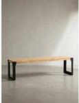 Esszimmerbank Massivholz Metall ohne Lehne, Akazie 160x40x45 cm