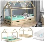 VitaliSpa Kinderbett Hausbett G&auml;stebett Wiki Natur 90x200cm Schublade Matratzen