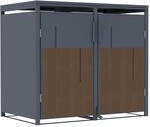 M&uuml;lltonnenbox Anthrazit mit Holzoptik f&uuml;r 2 M&uuml;lltonnen 240L 132x80x116cm Pedal