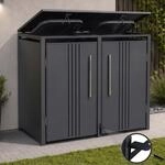 2er-M&uuml;lltonnenverkleidung MCW-Q76, M&uuml;lltonnenbox M&uuml;lltonnenhaus, Deckel Fu&szlig;pedal