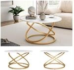 Vicco Couchtisch Calgary Wei&szlig; Gold 80 x 46 cm Wohnzimmertisch