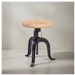 KADIMA DESIGN Rustikaler Industrial-Drehhocker aus Akazienholz und Eisen,