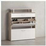 KADIMA DESIGN Schuhkipper mit Schublade - Sonoma Eiche, 4 F&auml;cher, Gro&szlig;z&uuml;gige
