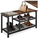 tectake&reg; Schuhregal, Industrial Style, Ablage und 2 Gitterablagen, 80 x 30 x 45,5 cm