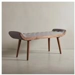 KADIMA DESIGN Sitzbank aus Massivholz und Leder/Stoff: Chesterfield-Muster, 125x50x38