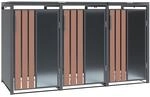 Westmann M&uuml;lltonnenbox Status 3 3 x 240L Anthrazit & Holzoptik 80x198x116cm
