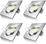 Brandson 4x LED Einbaustrahler in Edelstahl Optik, schwenkbarer Deckenspot mit...