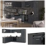 Vicco Eckk&uuml;che R-Line 287x227 cm Schwarz Beton Anthrazit ohne Arbeitsplatte