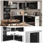 Vicco Eckk&uuml;che R-Line Solid Wei&szlig; Schwarz 247x237 cm Arbeitsplatte modern