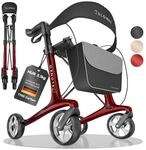 ELONEO Carbon Rollator faltbar und leicht mit Sitz, Leichtgewicht-Reiserollator