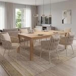 6er-Set Aluminium-Esszimmerstuhl MCW-P89, Indoor Stuhl Armlehne, Stoff/Textil...