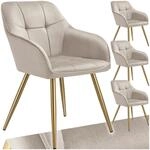 tectake&reg; Esszimmerstuhl, gepolstert, in Samtoptik, gesteppt, schlanke, goldene