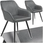tectake&reg; Esszimmerstuhl, gepolstert, in Samtoptik, gesteppt, schlanke Stahlbeine, 58