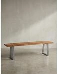 Esszimmerbank Massivholz Metall Baumkante Chromgestell, Akazie 140x40x46 cm