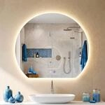 CLP Badspiegel mit LED-Beleuchtung halbrund, Badezimmerspiegel mit Touch-Dimmer, 3