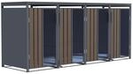 M&uuml;lltonnenbox Holzoptik mit Plexiglas f&uuml;r 4 M&uuml;lltonnen 240L 265x80x116cm Pedal