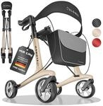 ELONEO Carbon Rollator faltbar und leicht mit Sitz, Leichtgewicht-Reiserollator