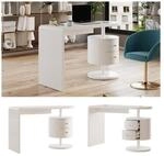 Vicco Schreibtisch Lara Wei&szlig; Hochglanz 120 x 50 cm 2 Schubladen