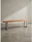 Esszimmerbank Massivholz Metall Baumkante Chromgestell, Akazie 160x40x46 cm
