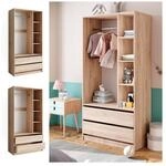 Vicco Kinderkleiderschrank Elmo Eiche 100 x 200 cm mit 2 Schubladen