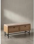 Schuhbank &ndash; 100x48x38 cm, Eiche-Dekor, Sitzfl&auml;che Stoff, mit Schubladen
