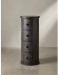 Sideboard &ndash; Mango Massivholz, 34x85x34&nbsp;cm, 4 Schubladen, schmal, schwarz