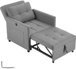 tectake&reg; Schlafsessel, 3in1 als Sessel, Lounger oder G&auml;stebett, 6-fach verstellbare