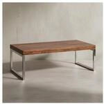 KADIMA DESIGN Couchtisch ISEN: Massivholz, Chromf&uuml;&szlig;e, 120x40x60 cm, handgefertigt,