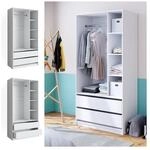 Vicco Kleiderschrank Elmo 100 x 200 cm, Wei&szlig;, offen, Garderobe, Schubf&auml;cher,