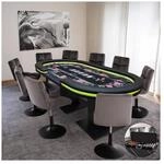 HOME DELUXE LED Pokertisch inkl. Pokerkoffer und 6 St&uuml;hle STRAIGHT FLUSH -...