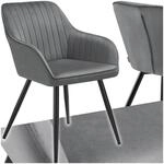 tectake&reg; Esszimmerstuhl, gepolstert, in Samtoptik, gesteppt, schlanke Stahlbeine, 58
